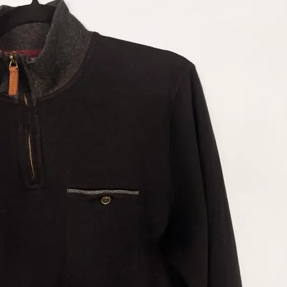 Ted Baker Mens 4 Medium M Black Bevyhil 1/4 Zip Pullover Sweater Cotton Modal - Picture 4 of 9